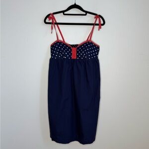Anthropologie Lilka Navy Dress with Red Polka Dots Size XS
